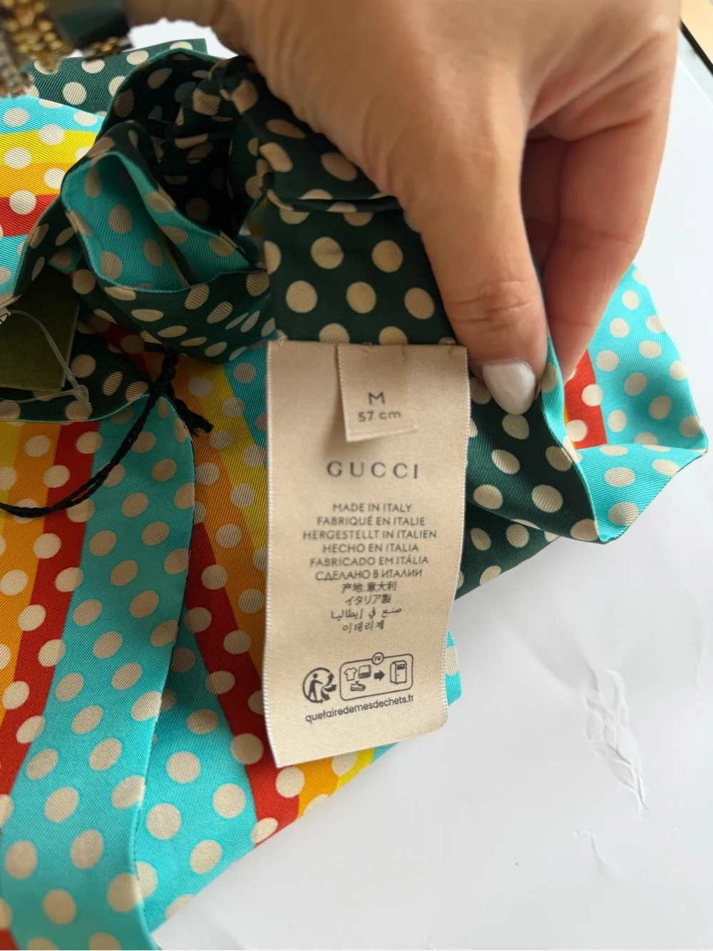 Authentic GUCCI GREEN POLKA DOT SILK HEADBAND
